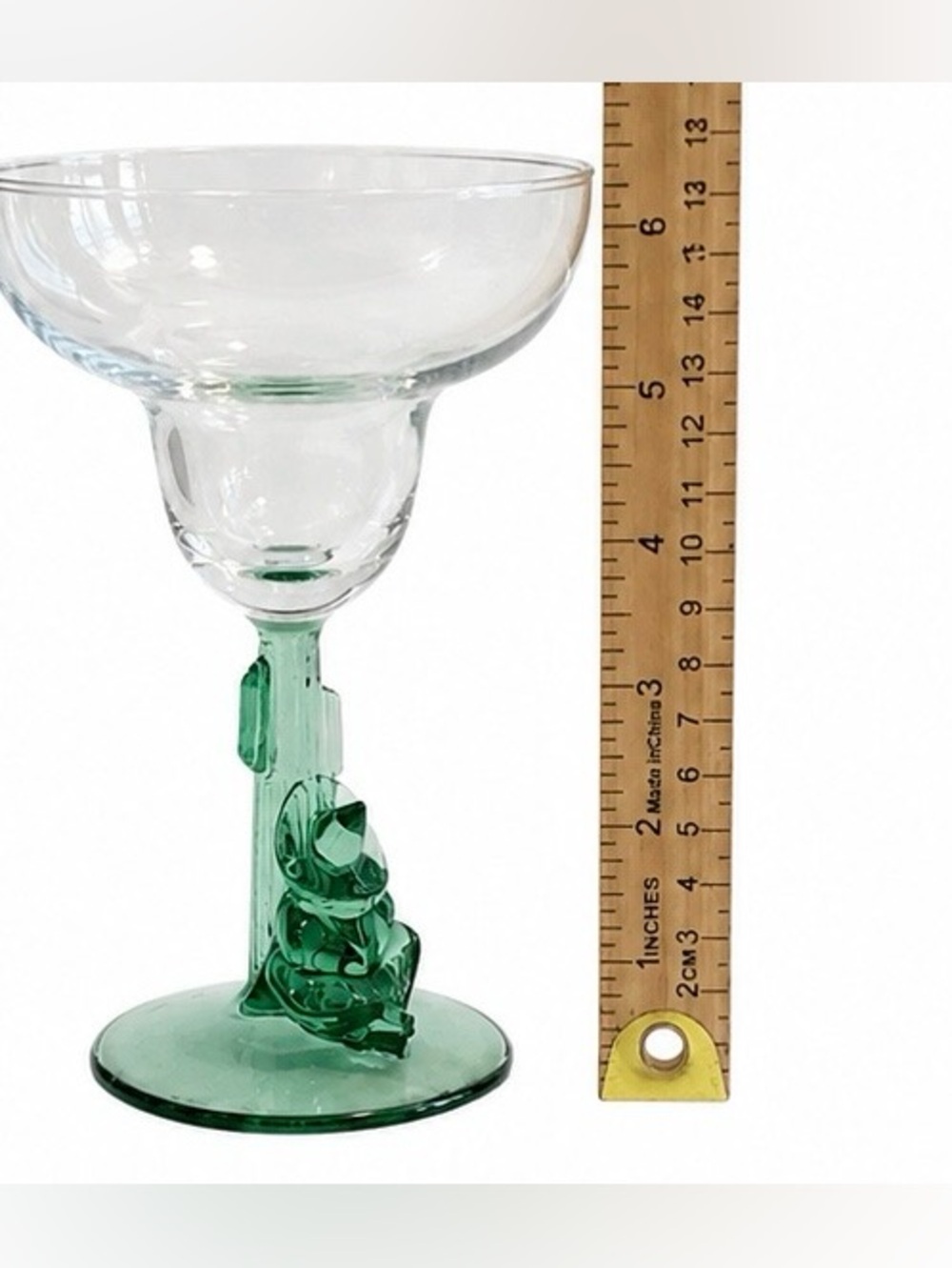 Vintage Cristal D’Arques Durand Siesta Man Margarita Glasses Green Stem Set of 2 - Picture 4 of 5